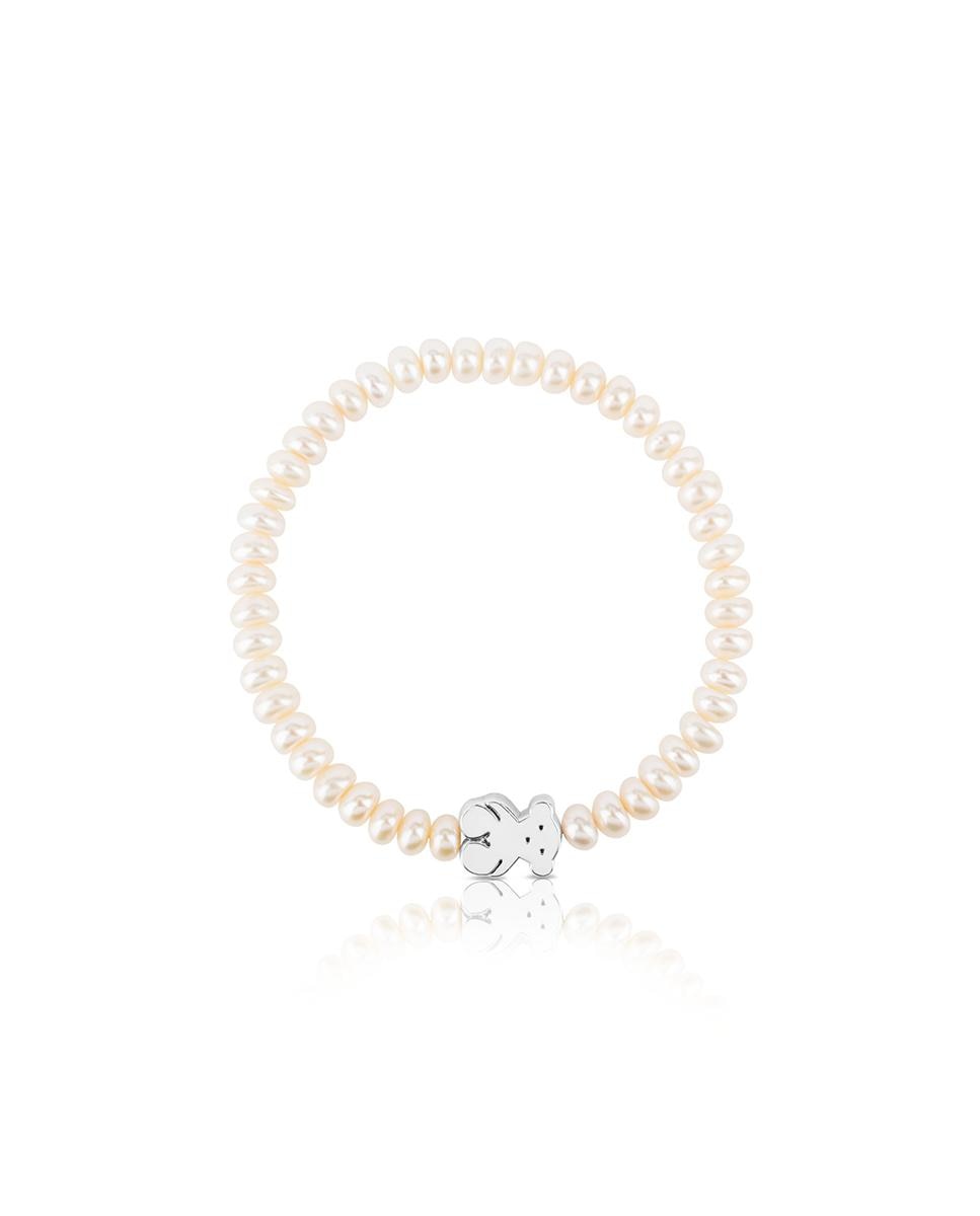 Pulseira de Corrente Sweet Dolls de Prata e Pérolas com Urso Branco-4