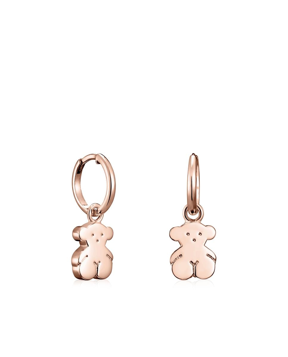 Brincos de Argola Sweet Dolls Banhados em Ouro de 18 Kt Sobre Prateado Rosa Rosa-1