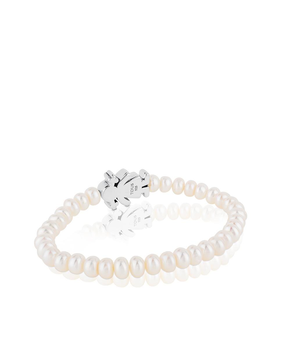 Pulseira Sweet Dolls de Pérolas com Menina de Prata Branco-2