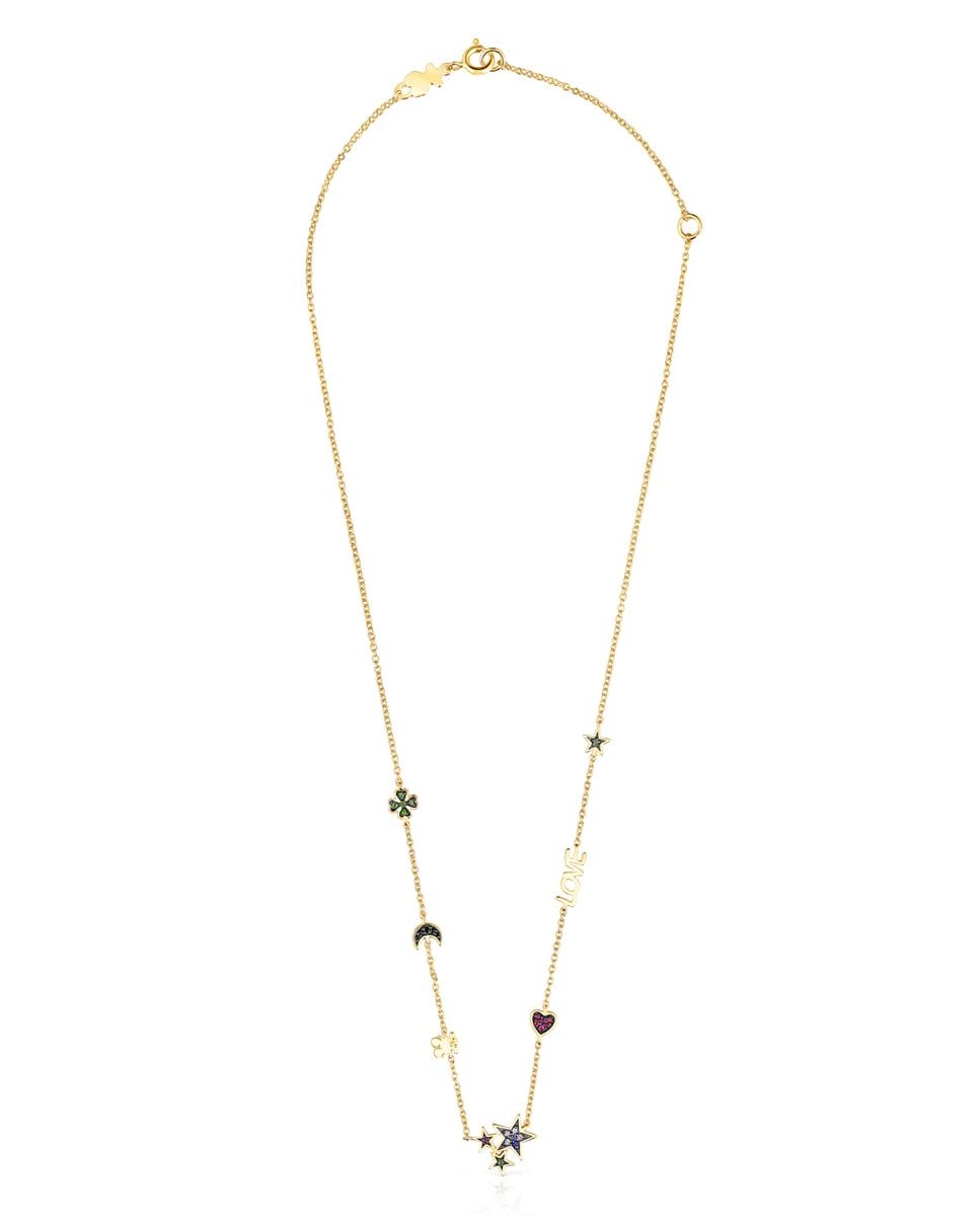 Colar Teddy Bear Banhado em Ouro de 18 Kt Sobre Prata com Sete Motivos Multicolor-2