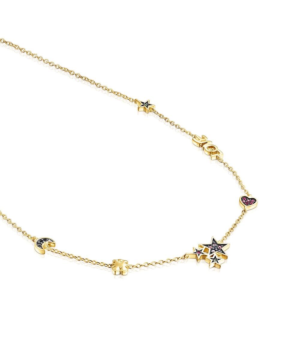 Colar Teddy Bear Banhado em Ouro de 18 Kt Sobre Prata com Sete Motivos Multicolor-3