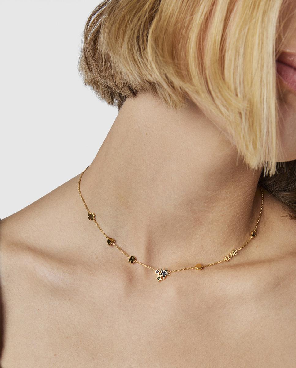 Colar Teddy Bear Banhado em Ouro de 18 Kt Sobre Prata com Sete Motivos Multicolor-4