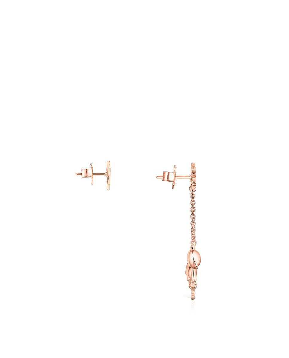 Brincos Teddy Bears Stars Curto e Comprido Banhados em Ouro de 18 Kt em Prateado Rosa Preto-2