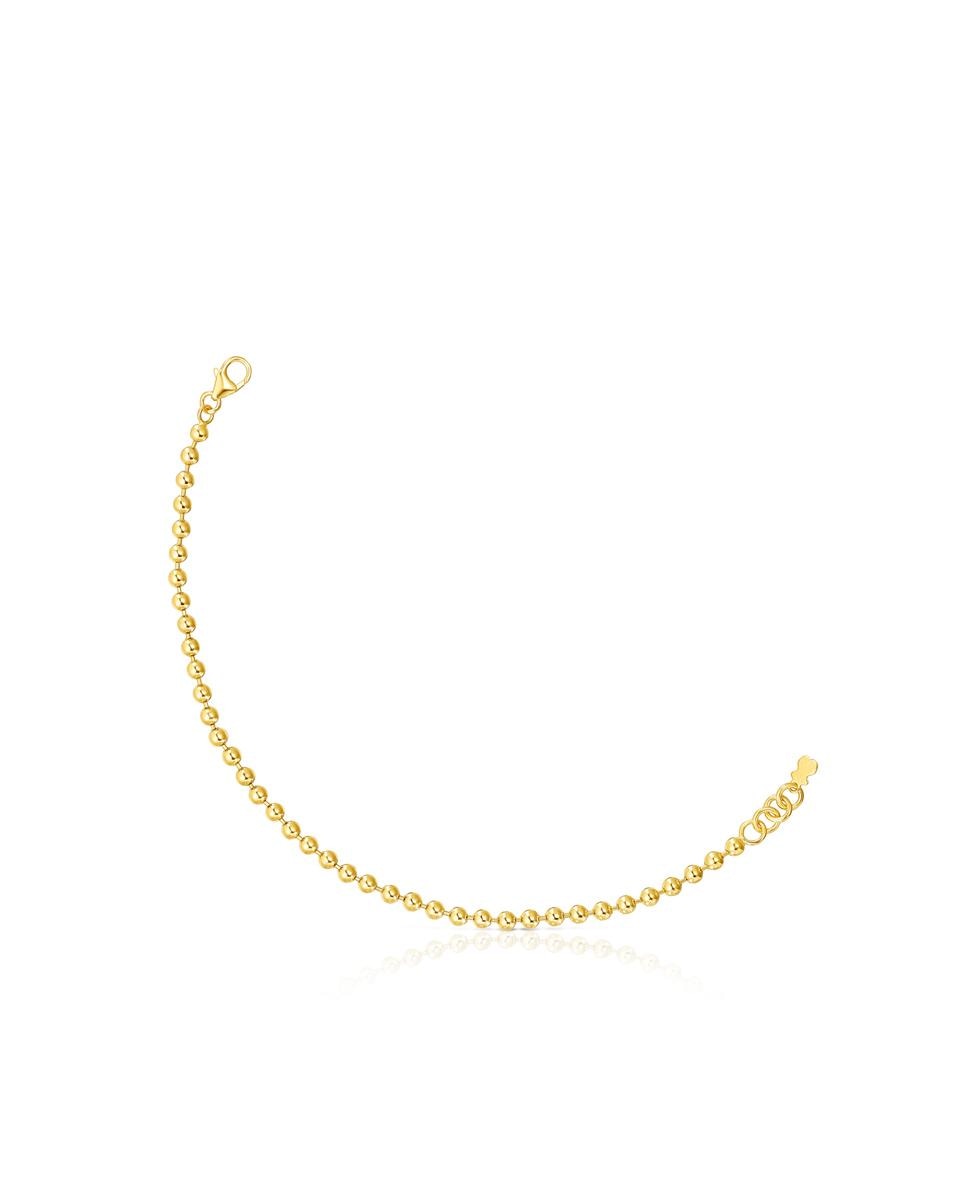 Pulseira de Corrente Gloss Banhada a Ouro de 18 Kt em Prata com Bolas Dourado-1