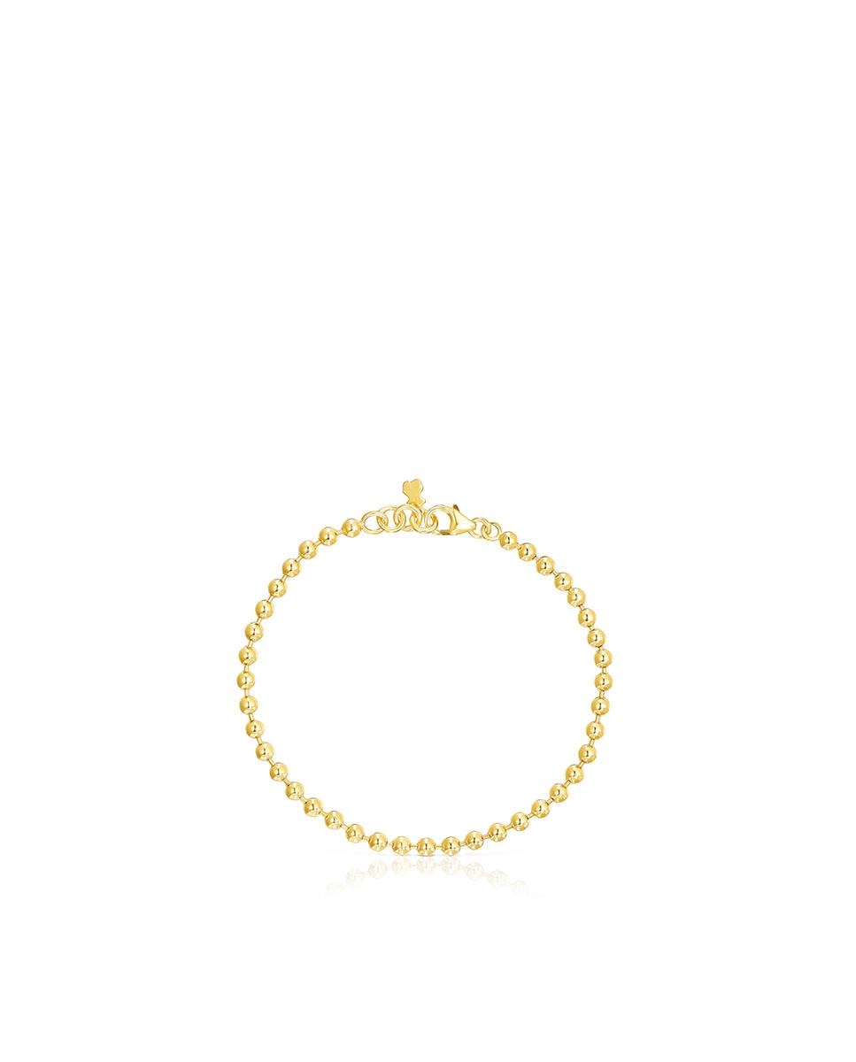 Pulseira de Corrente Gloss Banhada a Ouro de 18 Kt em Prata com Bolas Dourado-2