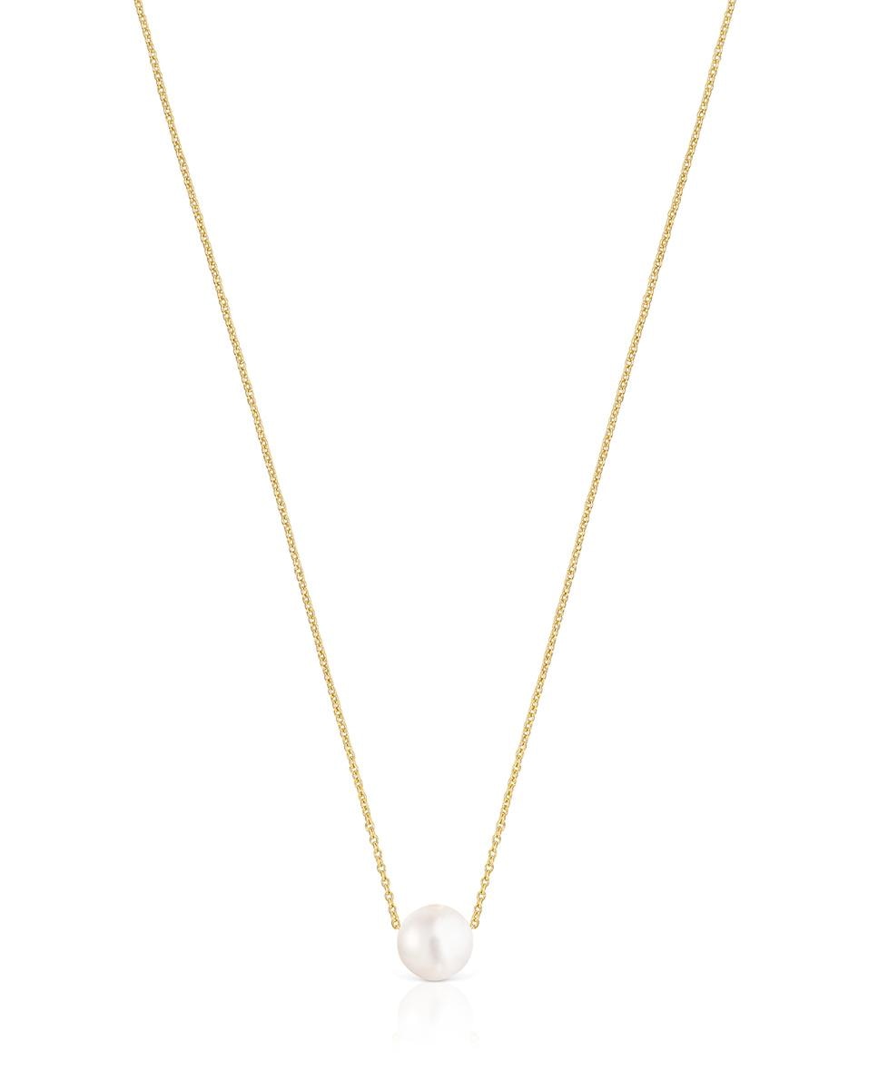 Colar Gloss Banhado a Ouro de 18 Kt Sobre Prata e Pérola Branco-1