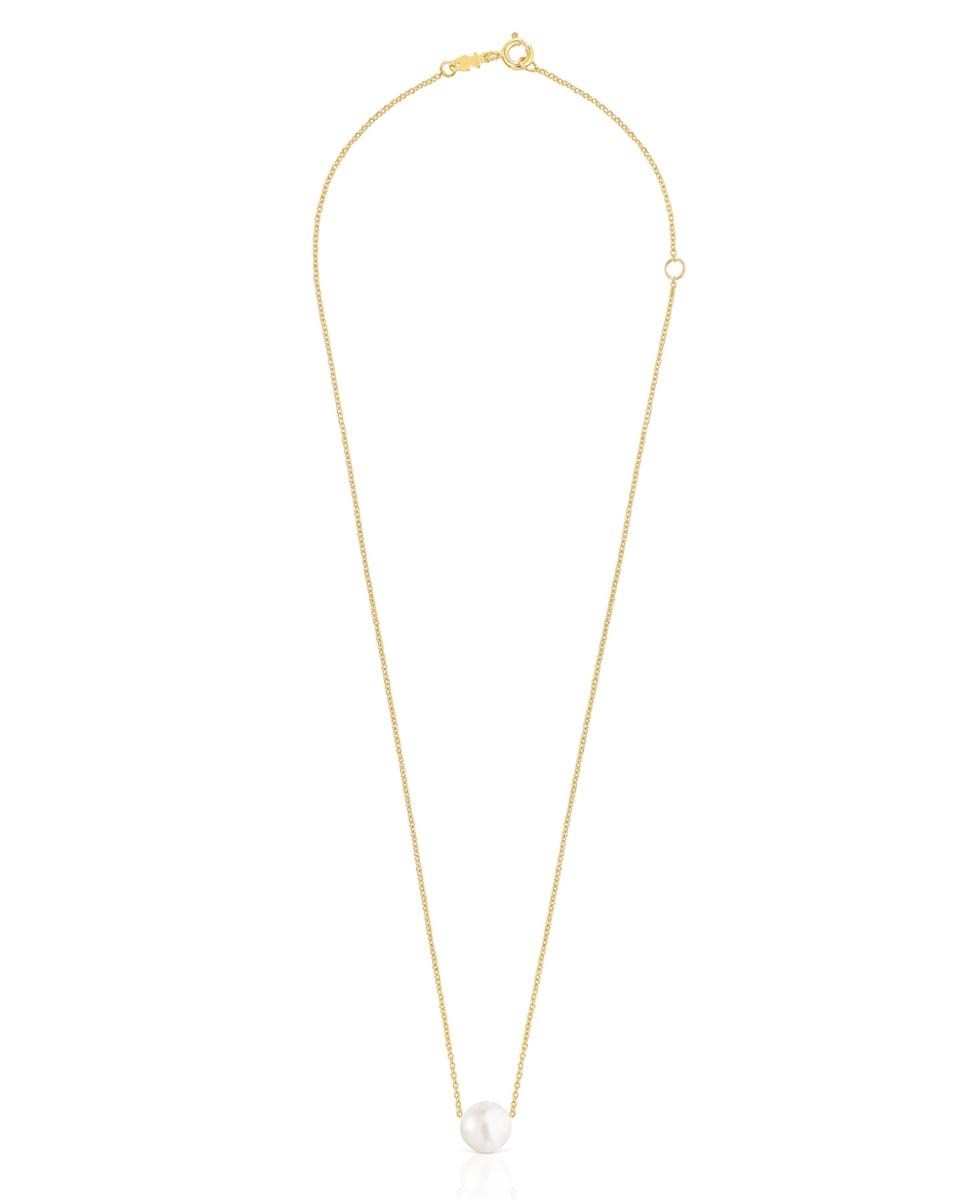 Colar Gloss Banhado a Ouro de 18 Kt Sobre Prata e Pérola Branco-2