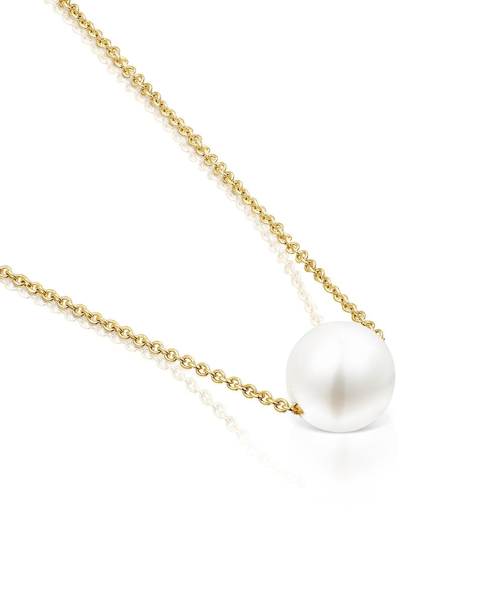Colar Gloss Banhado a Ouro de 18 Kt Sobre Prata e Pérola Branco-3