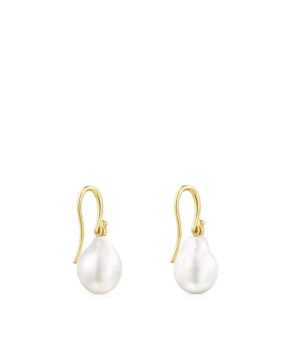 Brincos de Gota Gloss Banhados em Ouro de 18 Kt Sobre Prata e Pérolas Branco-3