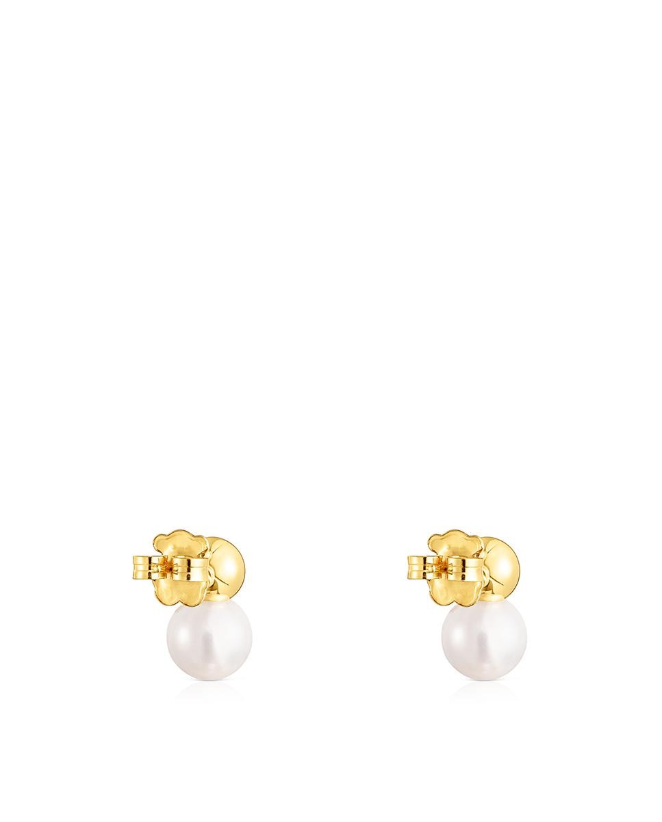 Brincos Gloss Banhados a Ouro de 18 Kt Sobre Prata com Bola Branco-3