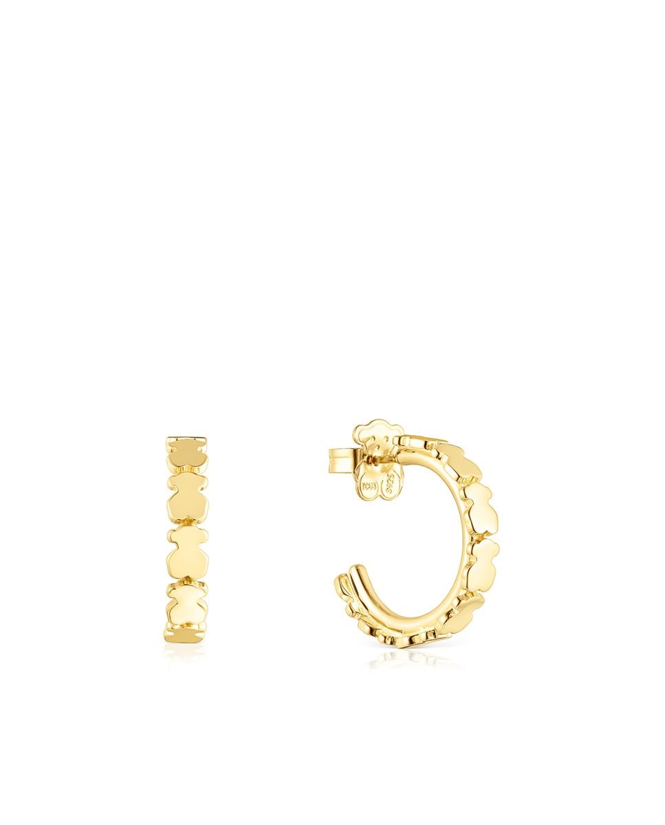 Brincos de Aro Straight Banhados a Ouro de 18 Kt Sobre Prata com Ursos Dourado-1