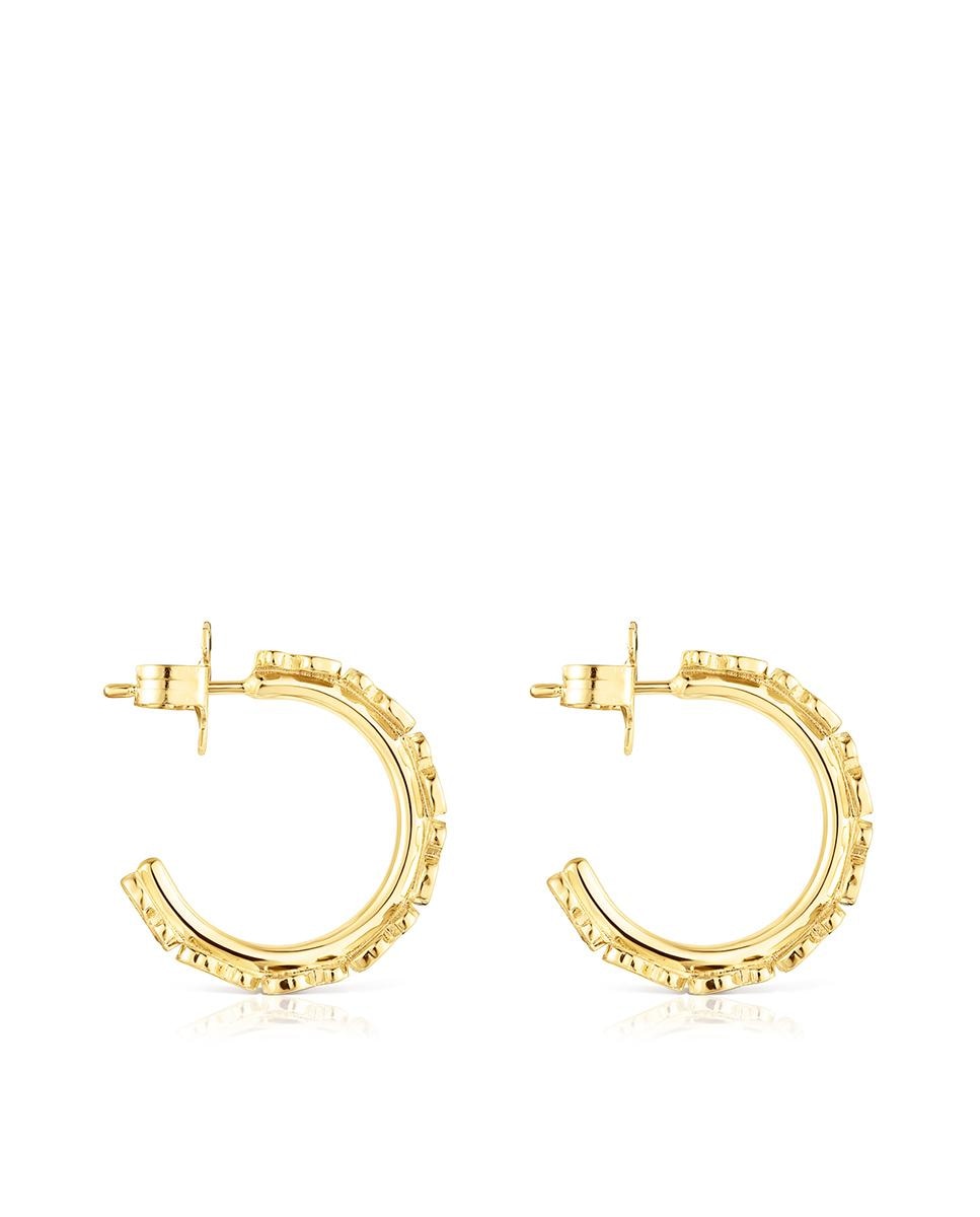 Brincos de Aro Straight Banhados a Ouro de 18 Kt Sobre Prata com Ursos Dourado-2