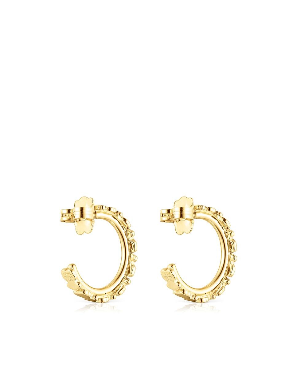 Brincos de Aro Straight Banhados a Ouro de 18 Kt Sobre Prata com Ursos Dourado-3