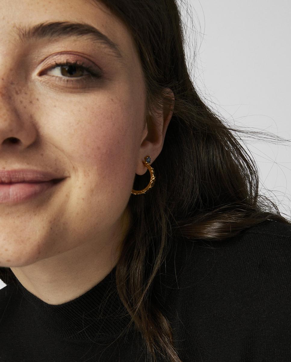 Brincos de Aro Straight Banhados a Ouro de 18 Kt Sobre Prata com Ursos Dourado-5
