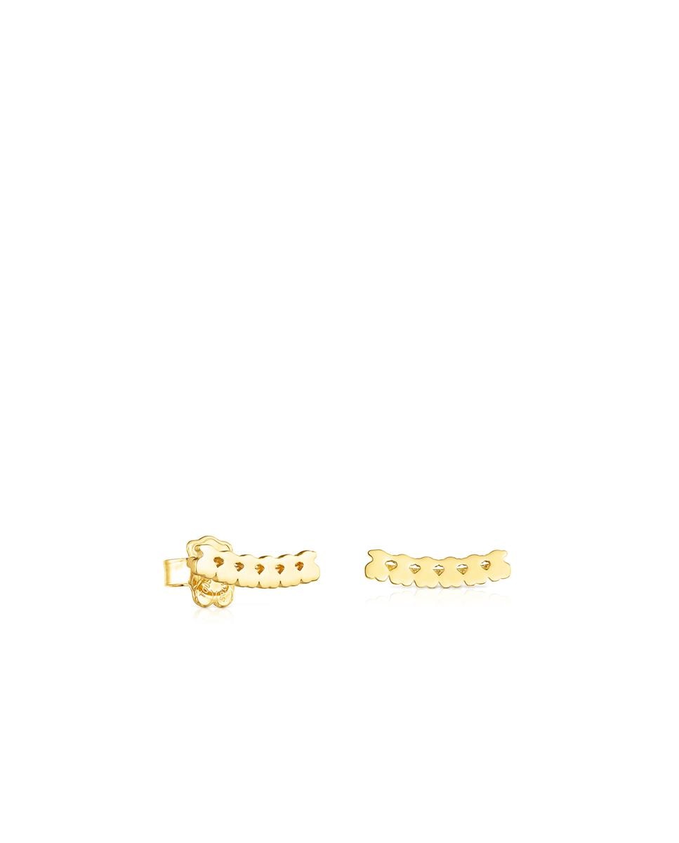 Brincos Straight Banhados a Ouro de 18 Kt Sobre Prata com Ursos Dourado-1