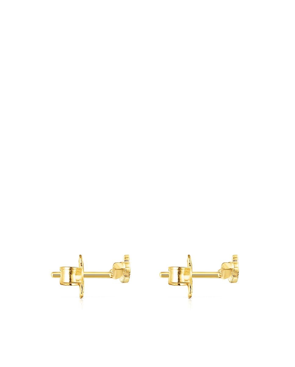Brincos Straight Banhados a Ouro de 18 Kt Sobre Prata com Ursos Dourado-2