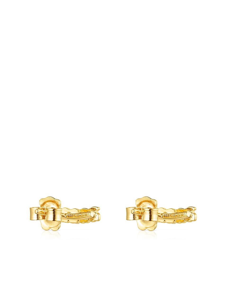Brincos Straight Banhados a Ouro de 18 Kt Sobre Prata com Ursos Dourado-3