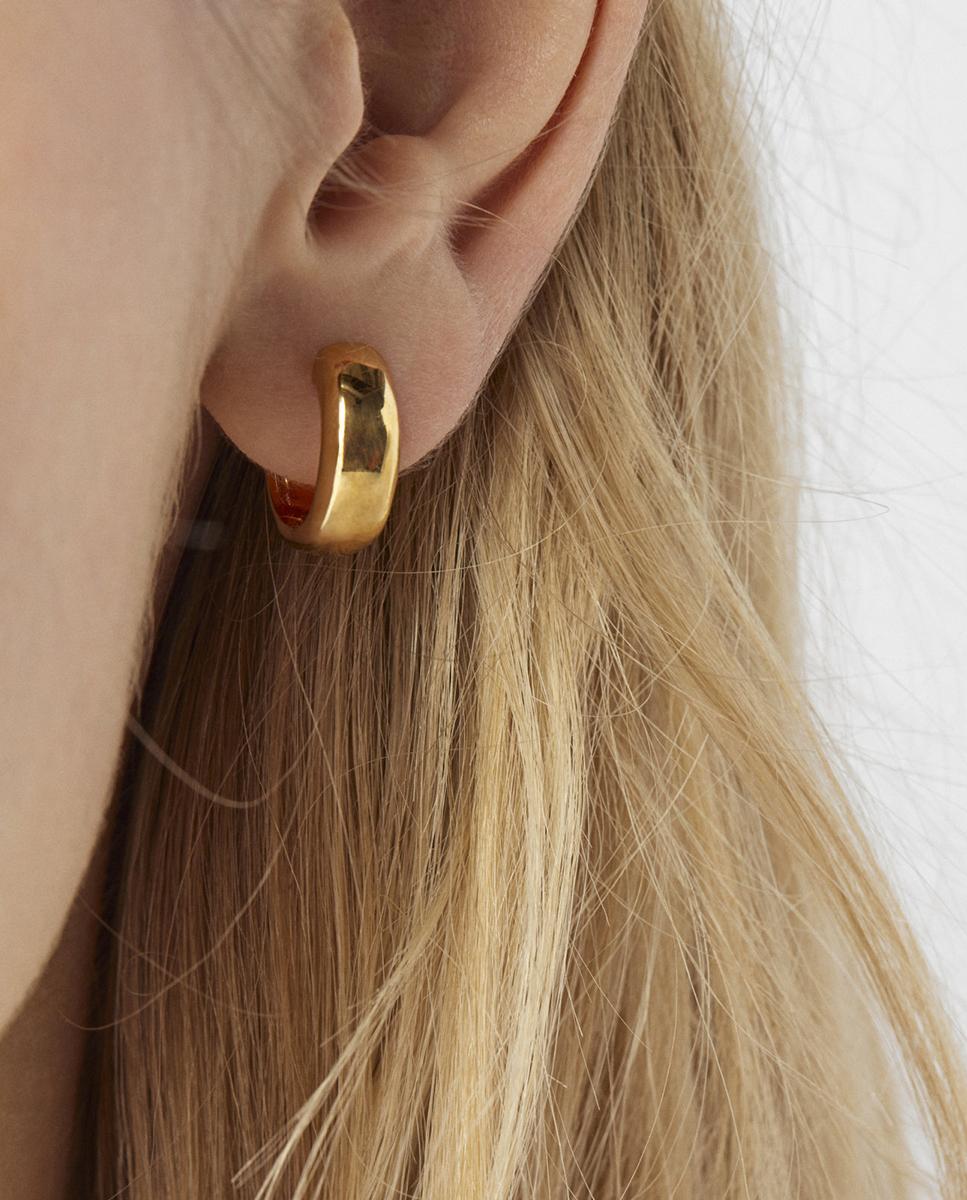 Brincos de Argola Basics Banhados a Ouro de 18 Kt Sobre Prata Dourado-4