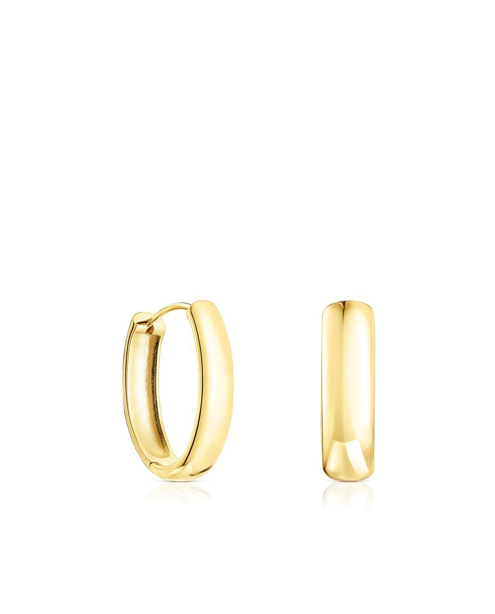 Brincos de Argola Basics Oval Banhados a Ouro de 18 Kt Sobre Prata Dourado-1