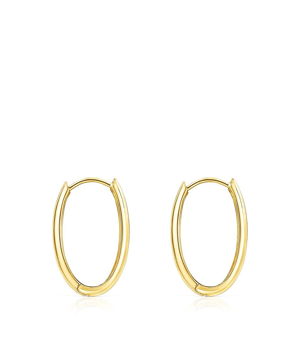 Brincos de Argola Basics Oval Banhados a Ouro de 18 Kt Sobre Prata Dourado-2