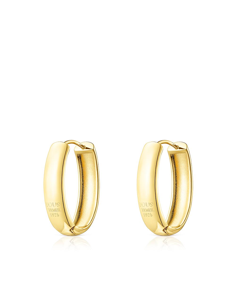 Brincos de Argola Basics Oval Banhados a Ouro de 18 Kt Sobre Prata Dourado-3