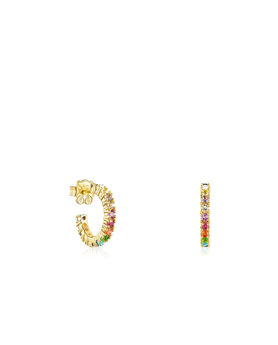 Brincos de Aro Banhados a Ouro de 18 Kt Sobre Prata Multicolor Multicolor-1