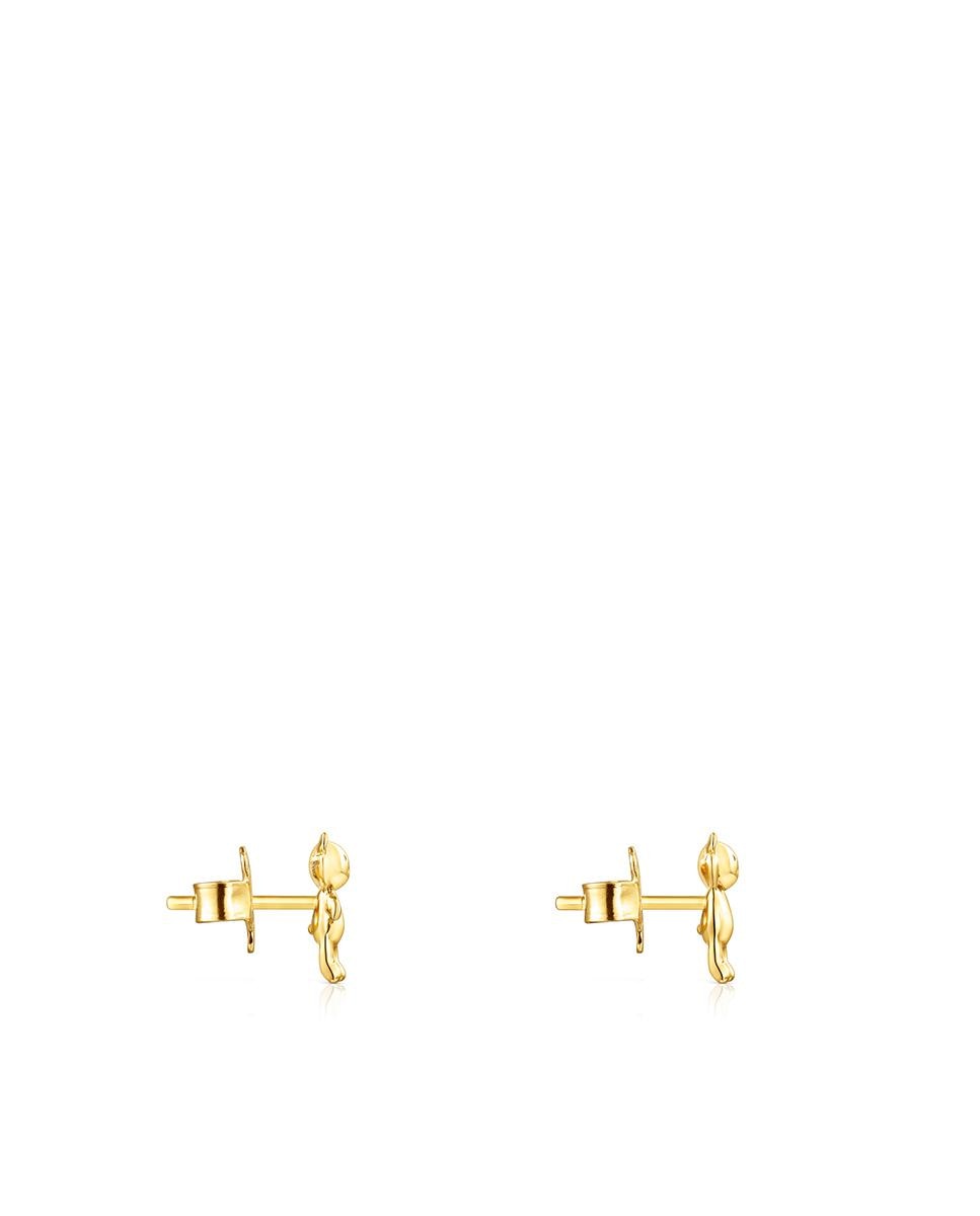 Brincos Teddy Bear Banhados a Ouro de 18 Kt em Prata com Forma de Urso Dourado-2