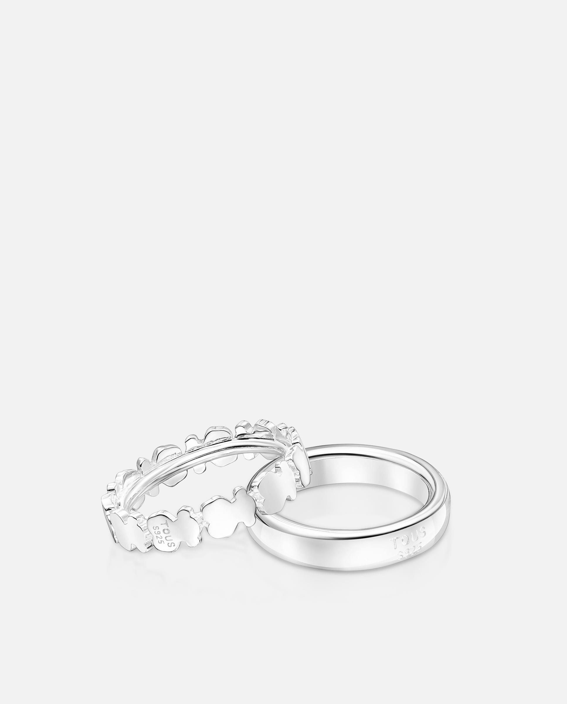 Dois Anéis de Prata Straight Prateado-3