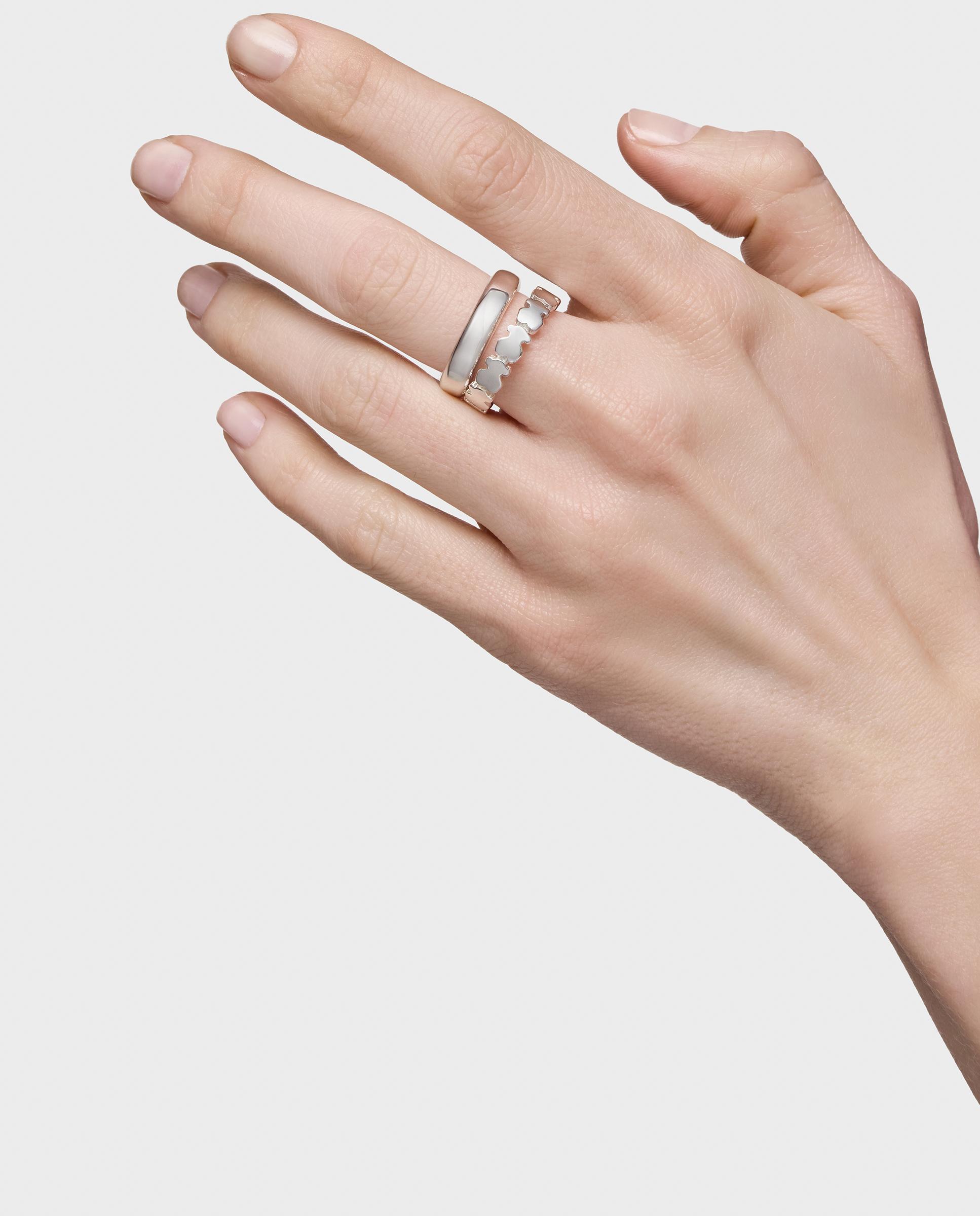 Dois Anéis de Prata Straight Prateado-6