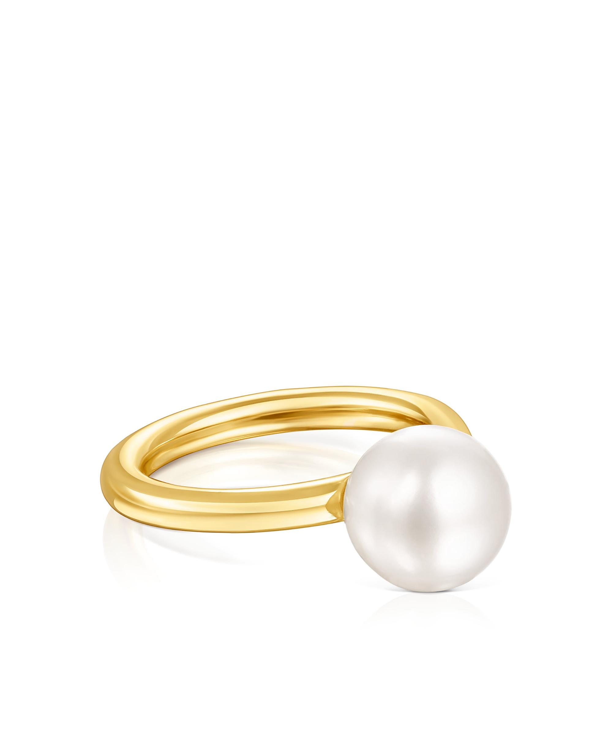 Imagem 0 de Anel Gloss Banhado a Ouro de 18kt Sobre Prata e Pérola