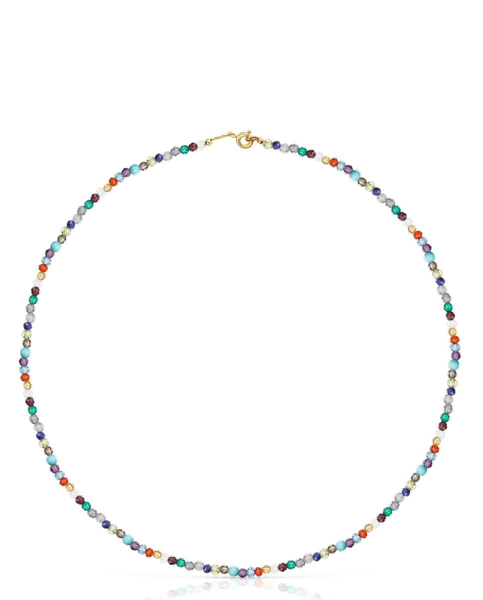 Colar Good Vibes Banhado a Ouro de 18 Kt Sobre Prata e Gemas Multicolor-1