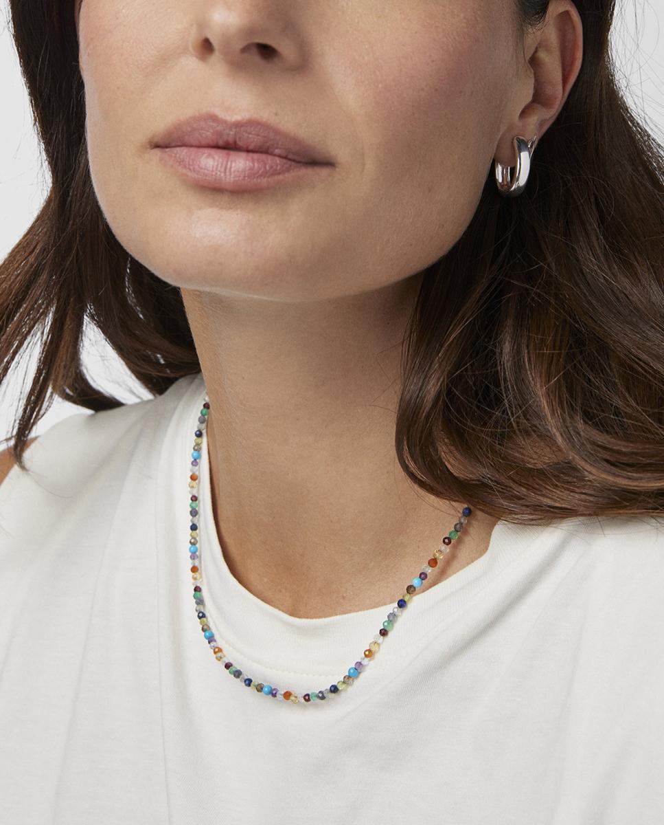 Colar Good Vibes Banhado a Ouro de 18 Kt Sobre Prata e Gemas Multicolor-5