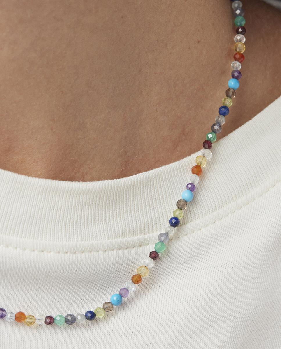Colar Good Vibes Banhado a Ouro de 18 Kt Sobre Prata e Gemas Multicolor-6