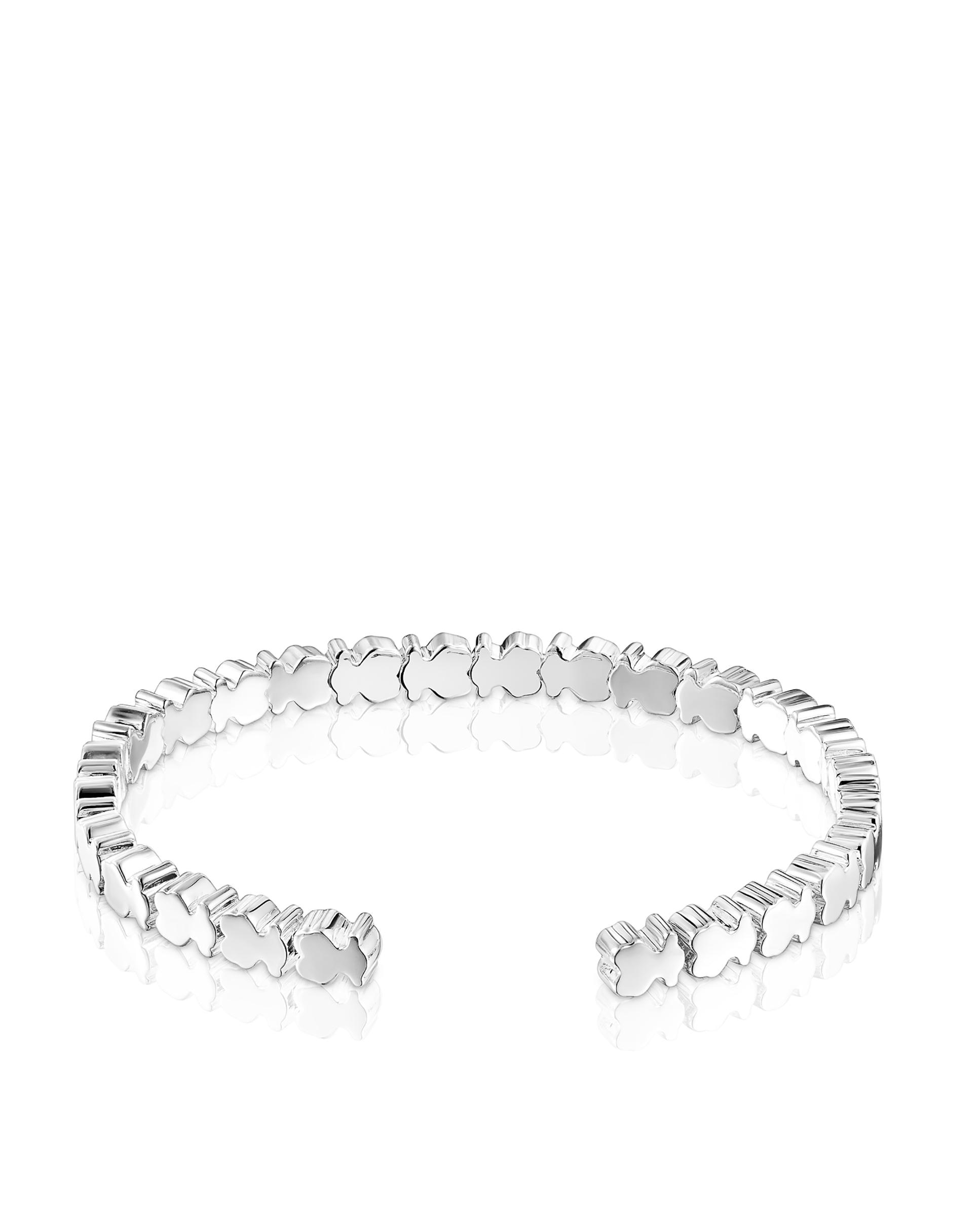 Pulseira Rígida Straight Ursos de Prata Prateado-1