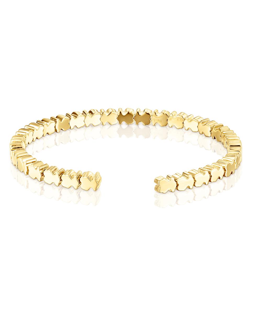Pulseira Rígida Straight Ursos Banhada a Ouro 18 Kt Sobre Prata Dourado-2