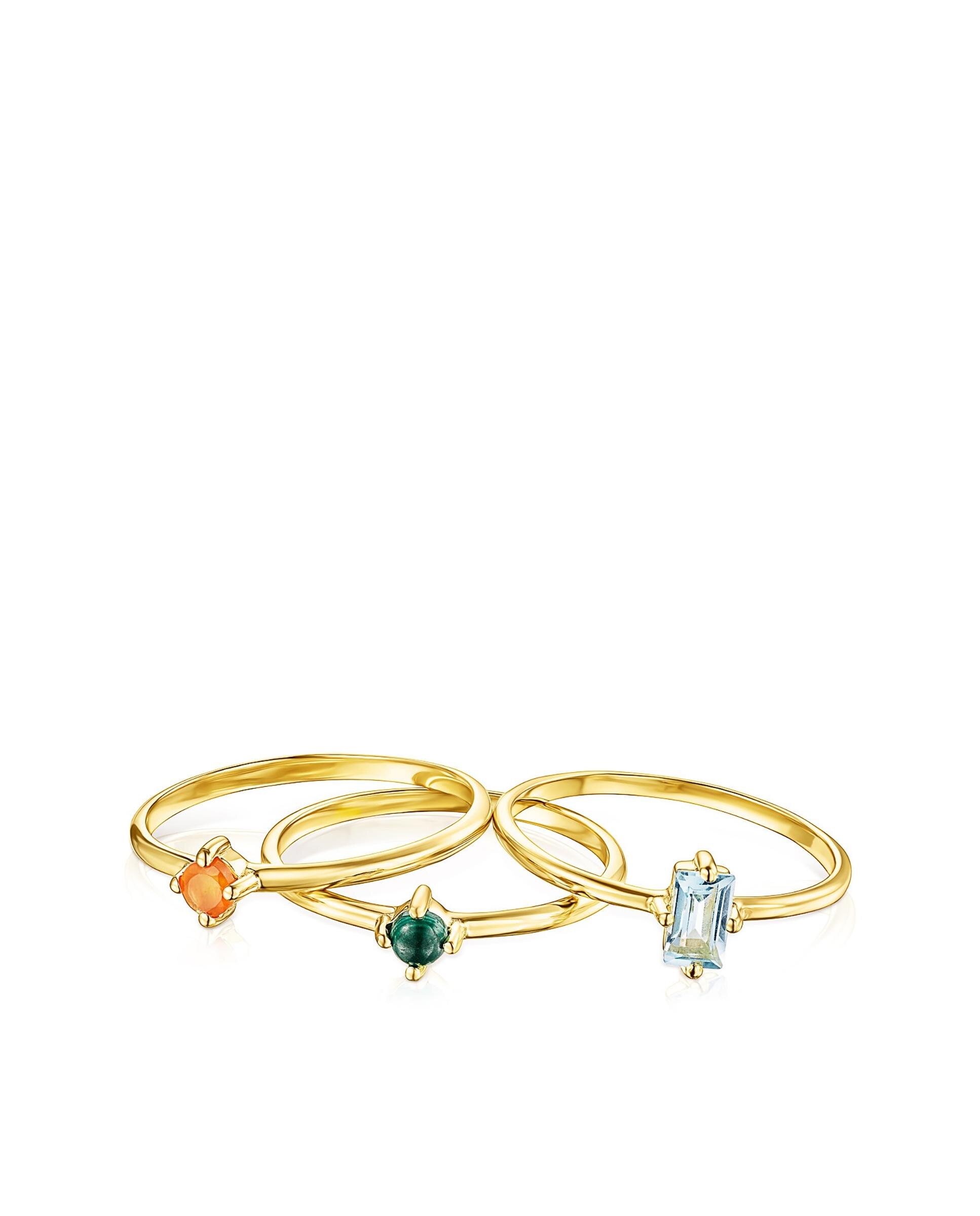 Anel com Gemas Good Vibes Banhado a Ouro de 18 Kt em Prata Multicolor-1