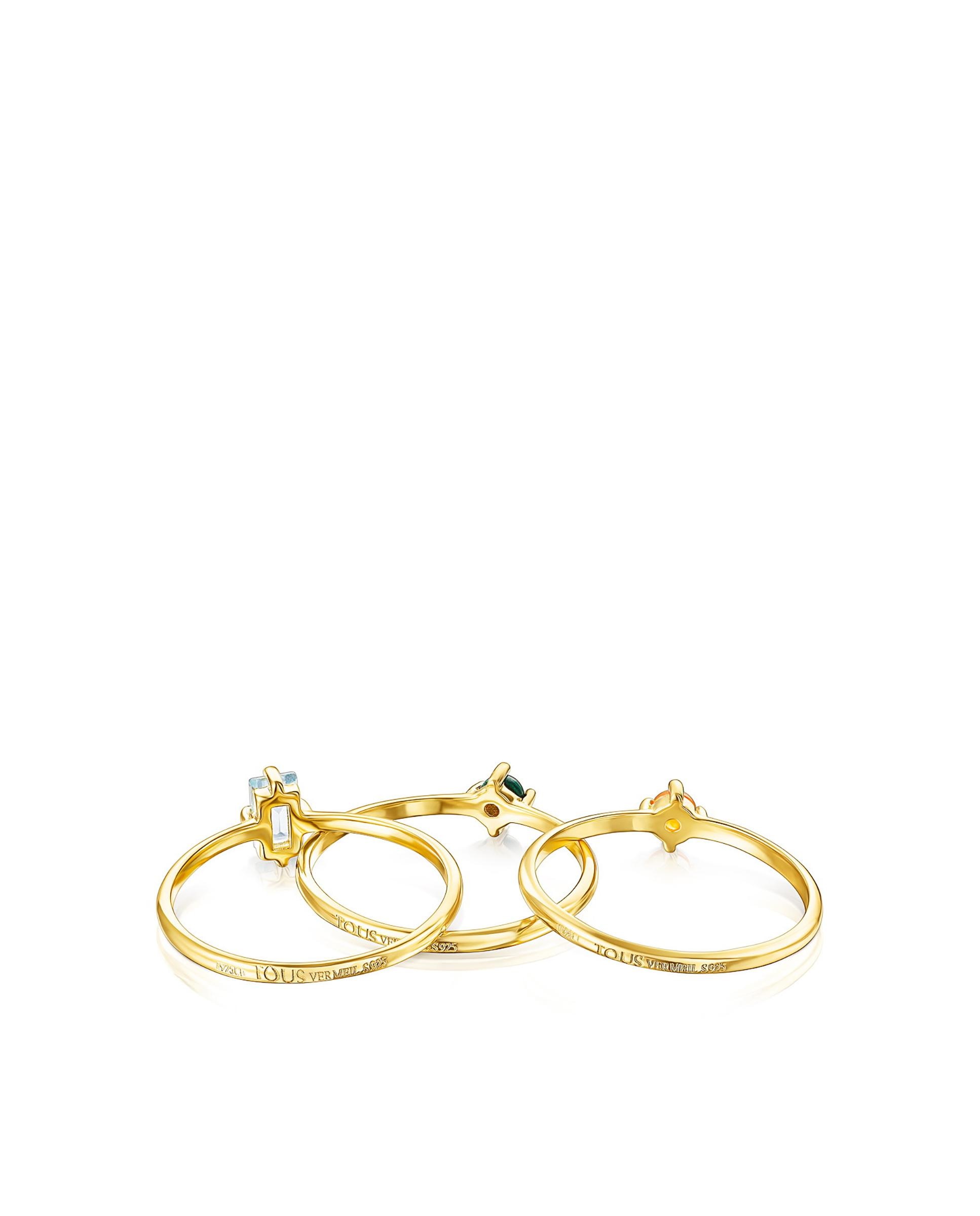 Anel com Gemas Good Vibes Banhado a Ouro de 18 Kt em Prata Multicolor-2