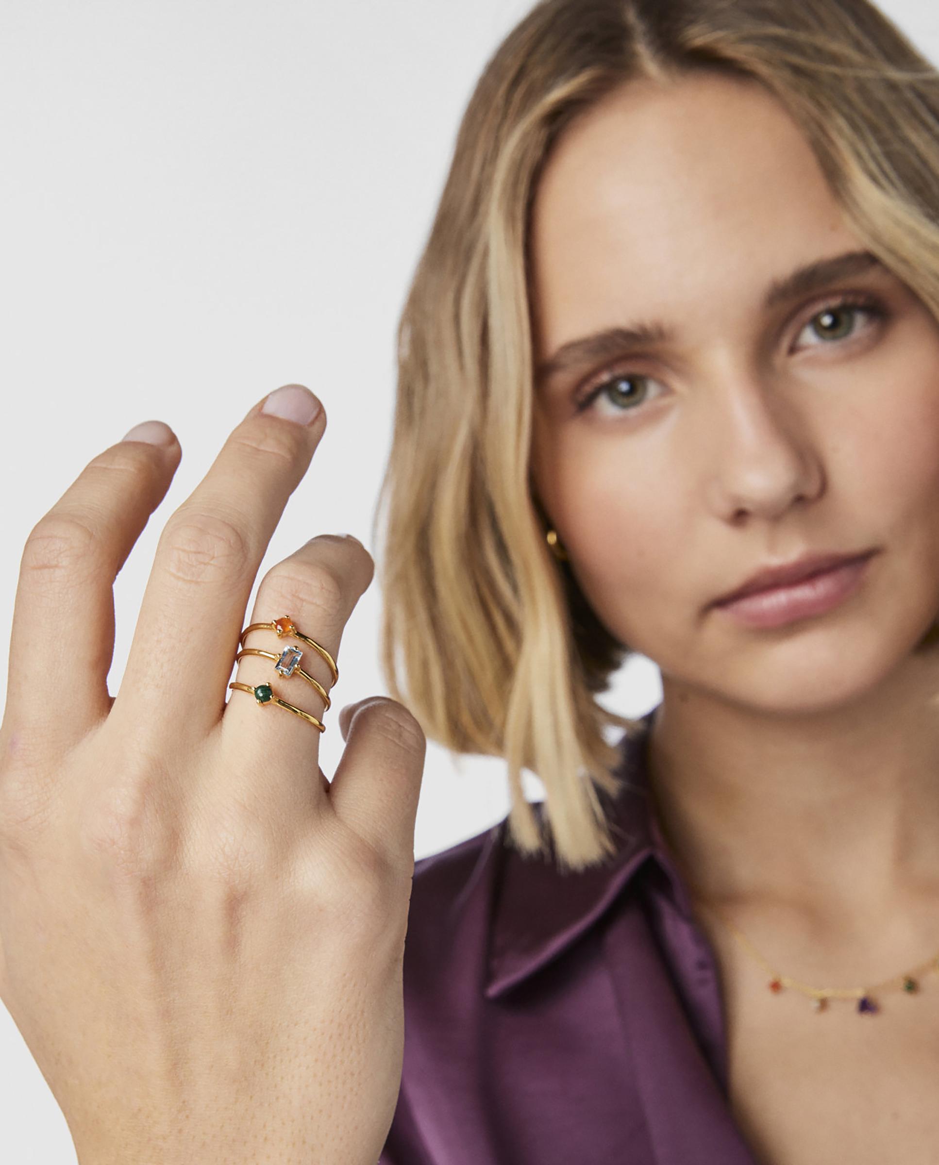 Anel com Gemas Good Vibes Banhado a Ouro de 18 Kt em Prata Multicolor-3