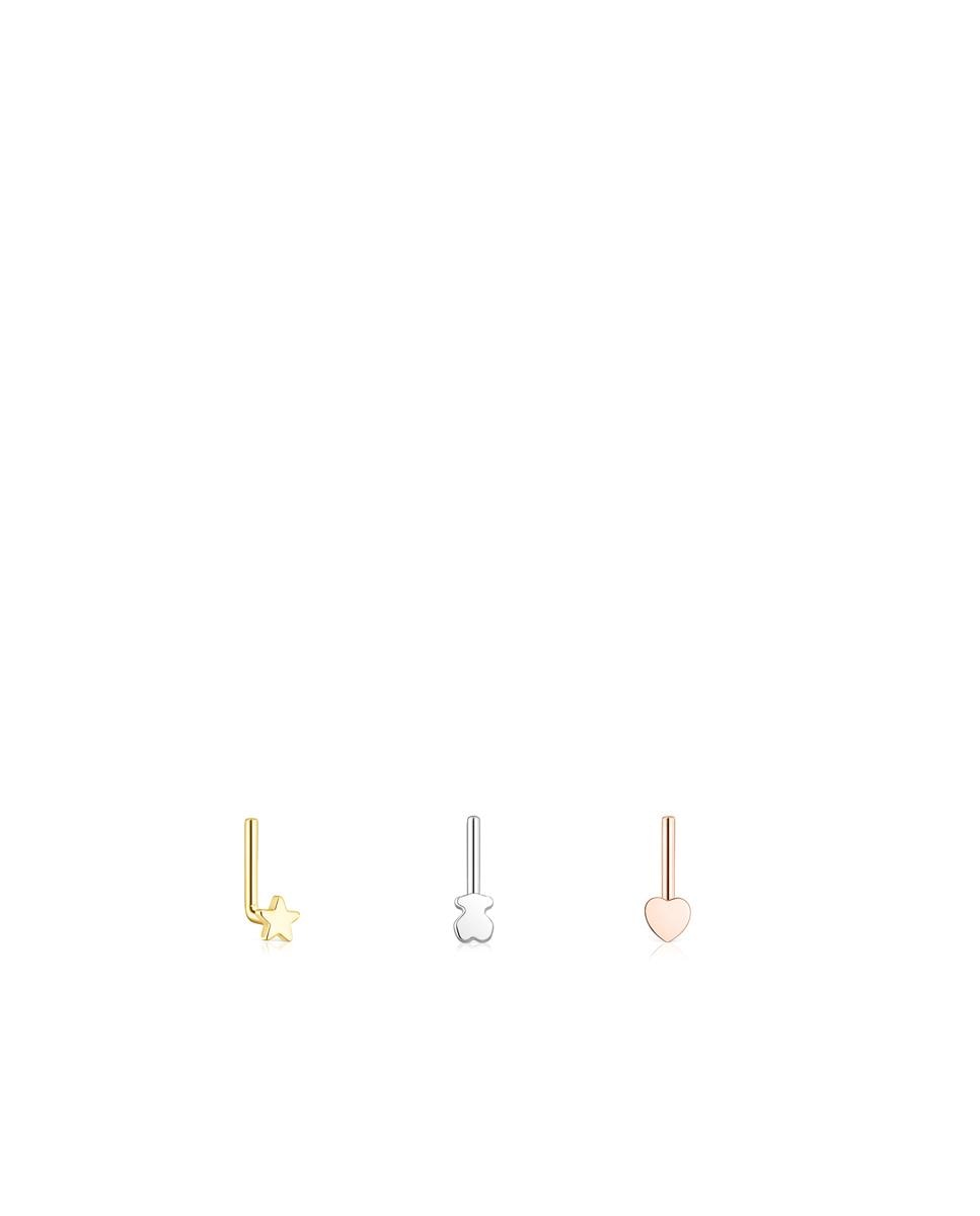 Três Piercings Basics de Nariz de Aço Tricolor Multicolor-1