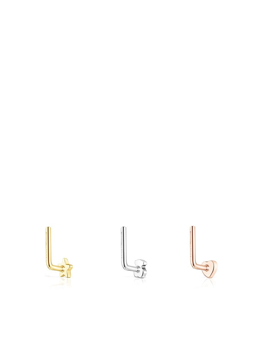 Três Piercings Basics de Nariz de Aço Tricolor Multicolor-3