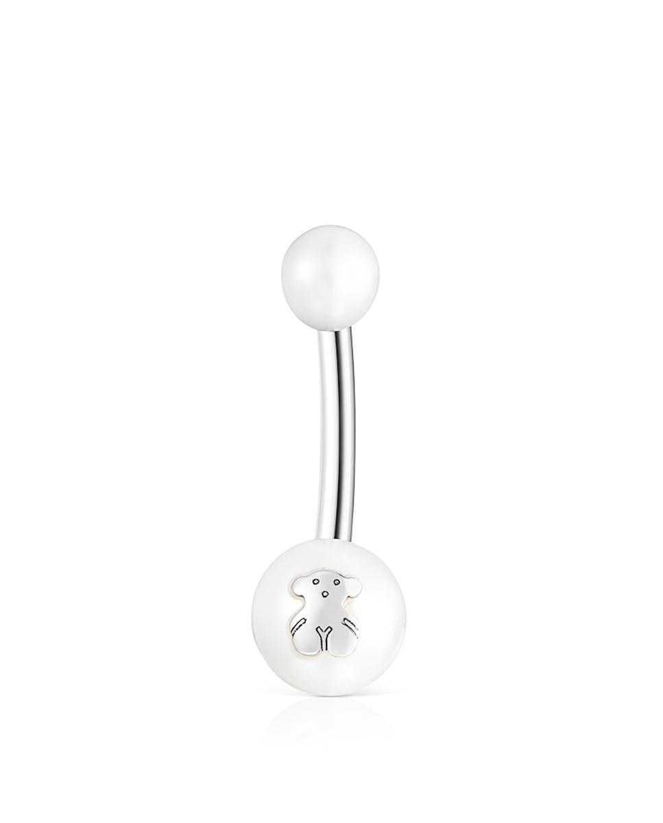 Piercing de Umbigo Pearl de Aço e Pérolas Branco-1