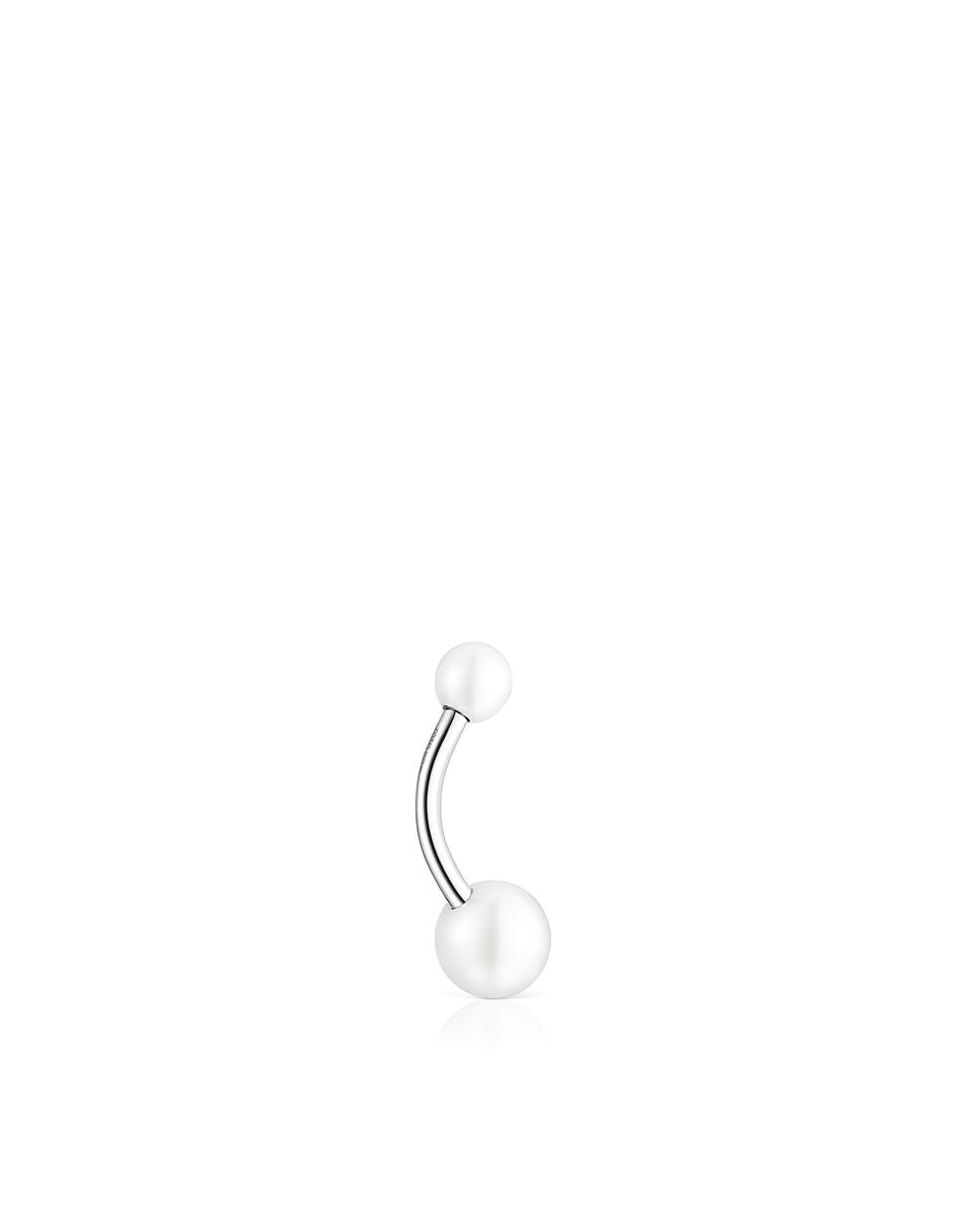Piercing de Umbigo Pearl de Aço e Pérolas Branco-3