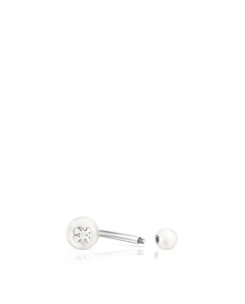 Piercing de Umbigo Pearl de Aço e Pérolas Branco-5