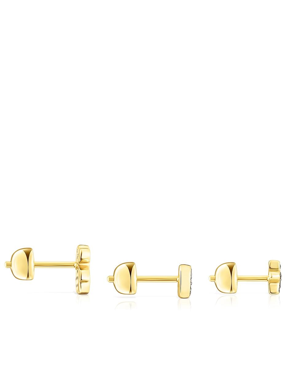 Conjunto de Piercings Basics Banhados a Ouro de 18 Kt Sobre Prata e Espinela Preto-2