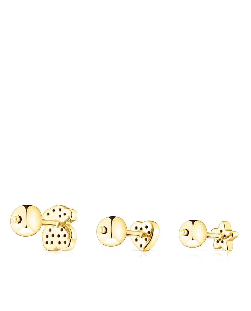 Conjunto de Piercings Basics Banhados a Ouro de 18 Kt Sobre Prata e Espinela Preto-3