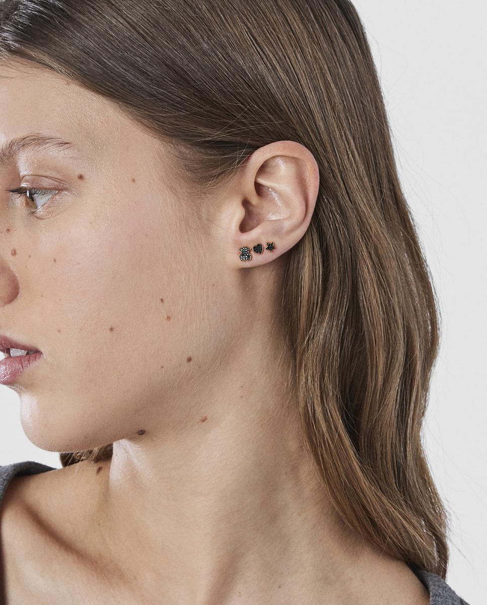 Conjunto de Piercings Basics Banhados a Ouro de 18 Kt Sobre Prata e Espinela Preto-4