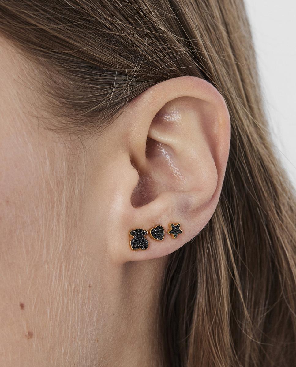 Conjunto de Piercings Basics Banhados a Ouro de 18 Kt Sobre Prata e Espinela Preto-5