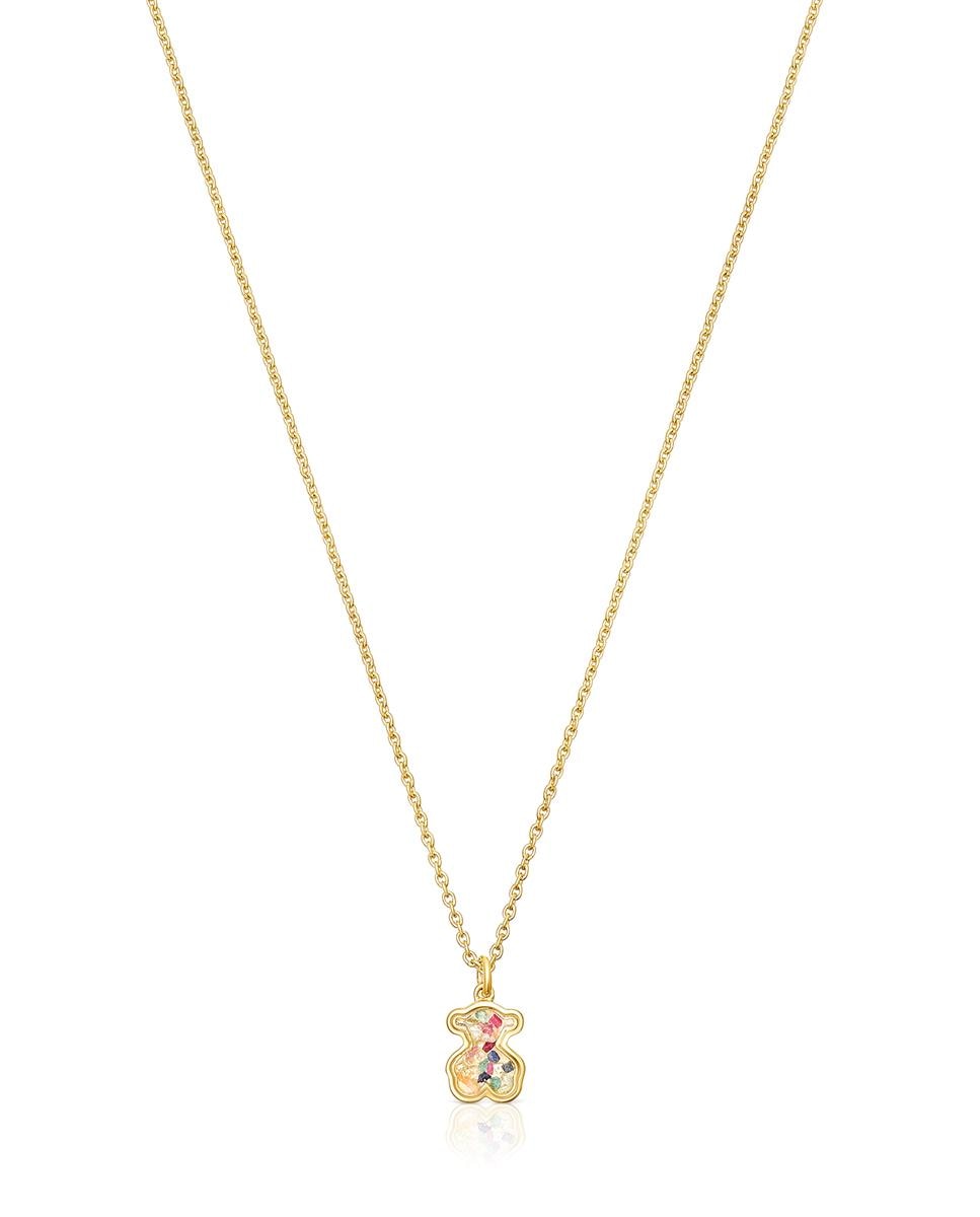 Colar Areia Banhado a Ouro de 18 Kt em Prata e Multi Gemas Multicolor-2