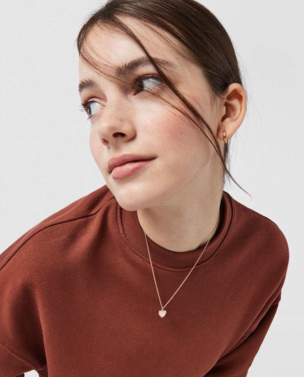 Colar Areia em Prata Vermeil Rosa e Pérolas Motivo Coração Branco-5