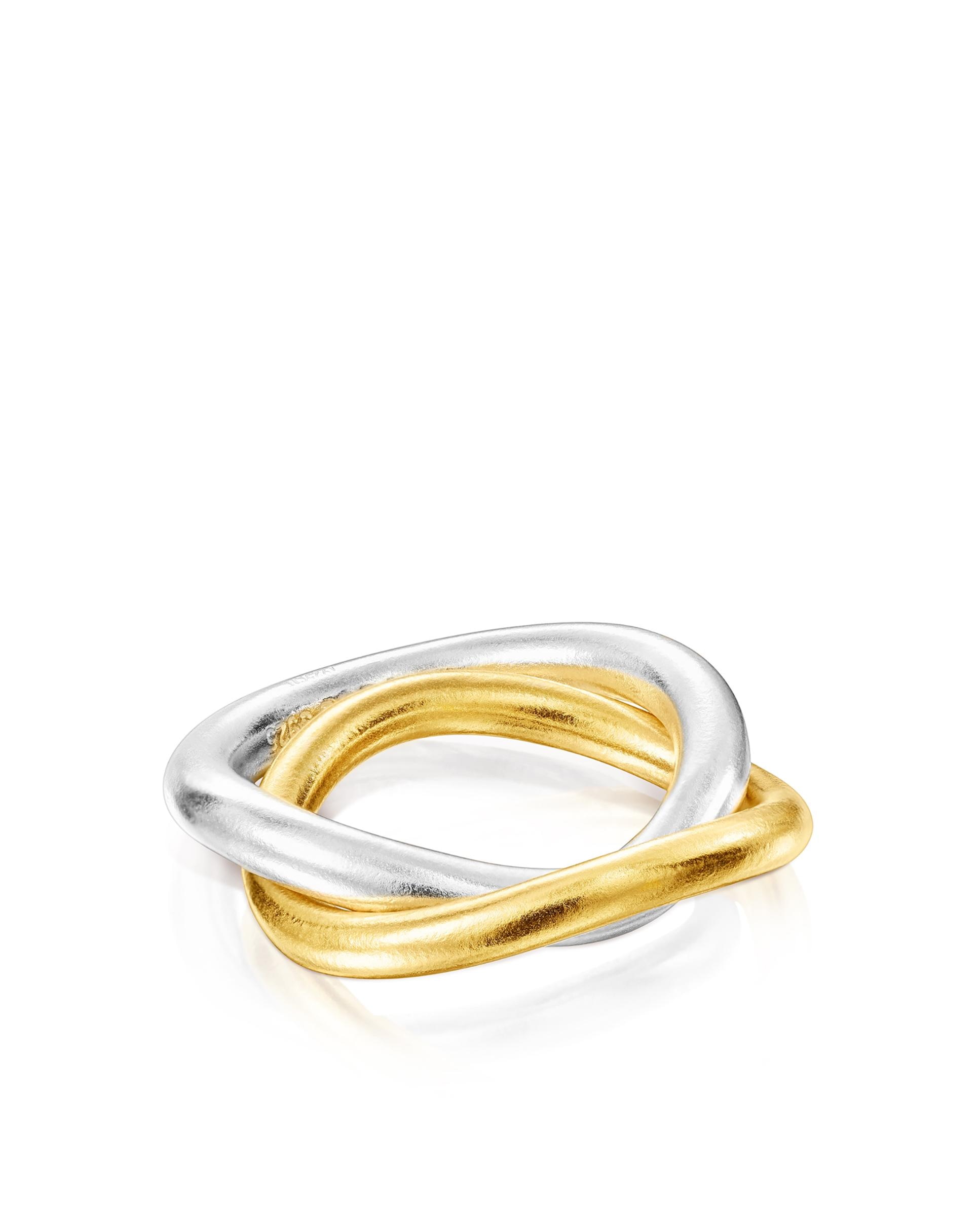 Dois Anéis Hav Um de Prata e Outro Banhados em Ouro de 18 Kt Sobre Prata Multicolor-1